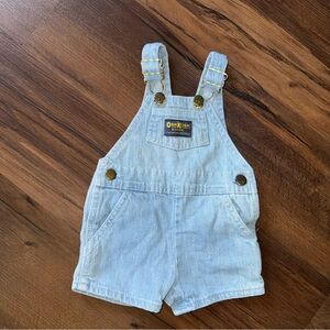 Oshkosh Vintage Pinstripe Rare Baby Blue & White Overall Shorts Size 6-9 Months